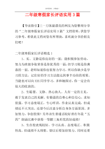 二年级寒假家长评语实用3篇