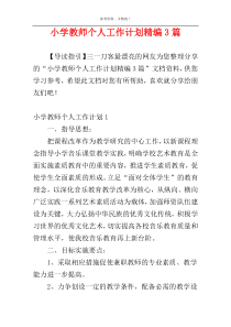 小学教师个人工作计划精编3篇