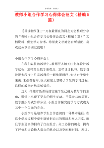 教师小组合作学习心得体会范文（精编5篇）