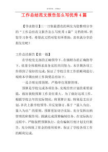 工作总结范文报告怎么写优秀4篇