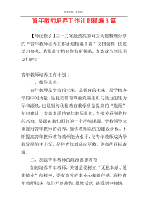 青年教师培养工作计划精编3篇