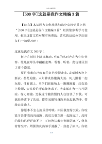 [500字]这就是我作文精编3篇