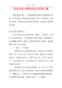 安全反思心得体会范文实用5篇