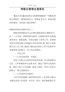 网格化管理自查报告