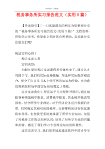 税务事务所实习报告范文（实用5篇）