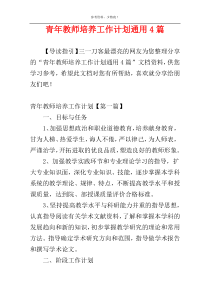 青年教师培养工作计划通用4篇