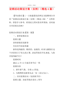 促销活动策划方案（实例）（精选4篇）