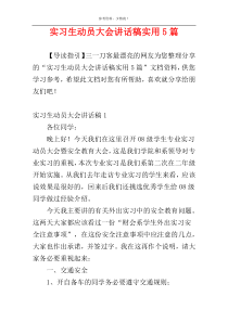 实习生动员大会讲话稿实用5篇