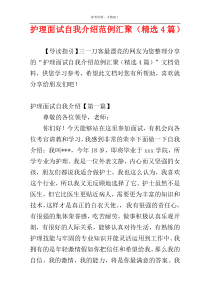 护理面试自我介绍范例汇聚（精选4篇）