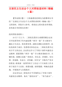 支部民主生活会个人对照检查材料（精编4篇）