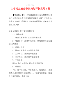 大学元旦晚会节目策划样例实用4篇