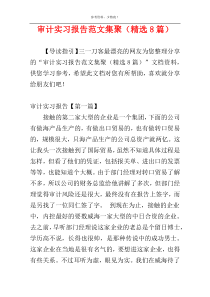 审计实习报告范文集聚（精选8篇）