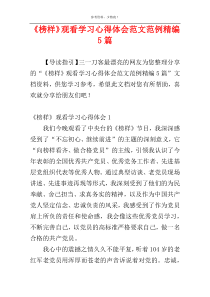 《榜样》观看学习心得体会范文范例精编5篇