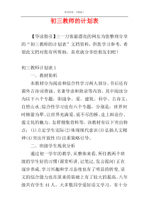 初三教师的计划表