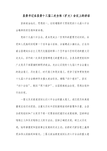 县委书记在县委十三届二次全体扩大会议上的讲话