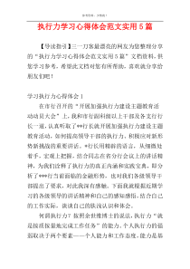 执行力学习心得体会范文实用5篇