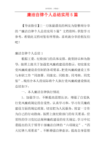 廉洁自律个人总结实用5篇