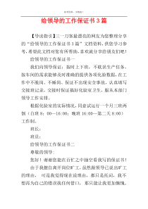 给领导的工作保证书3篇