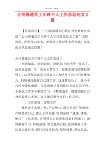 公司普通员工年终个人工作总结范文2篇