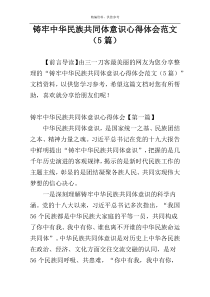 铸牢中华民族共同体意识心得体会范文（5篇）