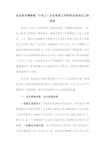 在全省专精特新小巨人企业培育工作阶段总结会议上的讲话