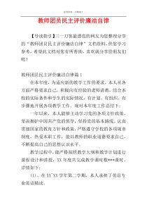 教师团员民主评价廉洁自律