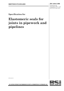 BS 2494-1990 Elastomeric seals for joints in pipew