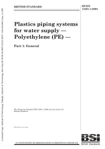 BS EN 12201-1-2003 Plastics piping systems for wat