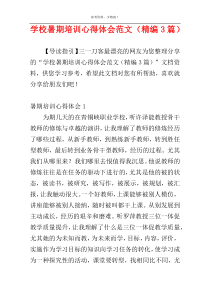 学校暑期培训心得体会范文（精编3篇）