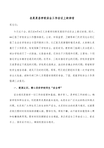 在某某县学校安全工作会议上的讲话