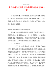 大学生社会实践活动的策划样例精编3篇