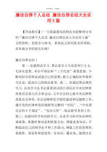 廉洁自律个人总结 廉洁自律总结大全实用5篇