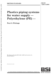 BS EN 12201-3-2003 Plastics piping systems for wat