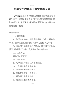 班级安全教育班会教案精编5篇