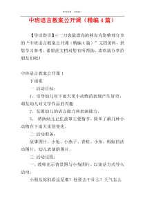 中班语言教案公开课（精编4篇）