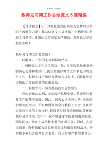 教师见习期工作总结范文5篇精编