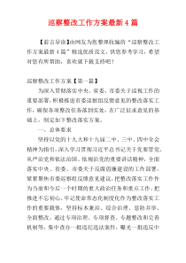 巡察整改工作方案最新4篇