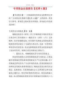 专项资金自查报告【优秀4篇】