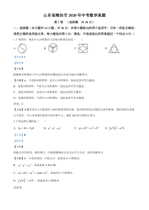 2020年山东省潍坊市中考数学试题答案试题解析