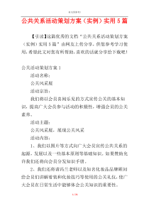 公共关系活动策划方案（实例）实用5篇