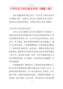 大学生实习单位意见评语（精编4篇）