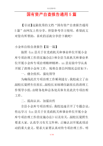 国有资产自查报告通用5篇