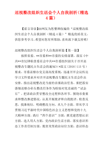 巡视整改组织生活会个人自我剖析（精选4篇）