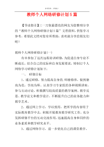 教师个人网络研修计划5篇