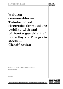 BS EN 758-1997 Welding consumables — Tubular cored