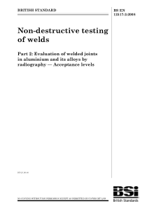 BS EN 12517-2-2008 焊缝的无损检验.通过射线照相术评估铝及铝合金的焊接接头.验收等