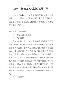 双十二活动方案(案例)实用3篇