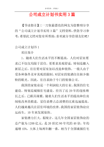 公司成立计划书实用3篇