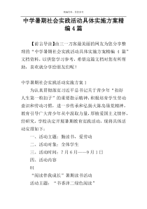 中学暑期社会实践活动具体实施方案精编4篇