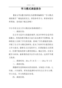 学习模式调查报告